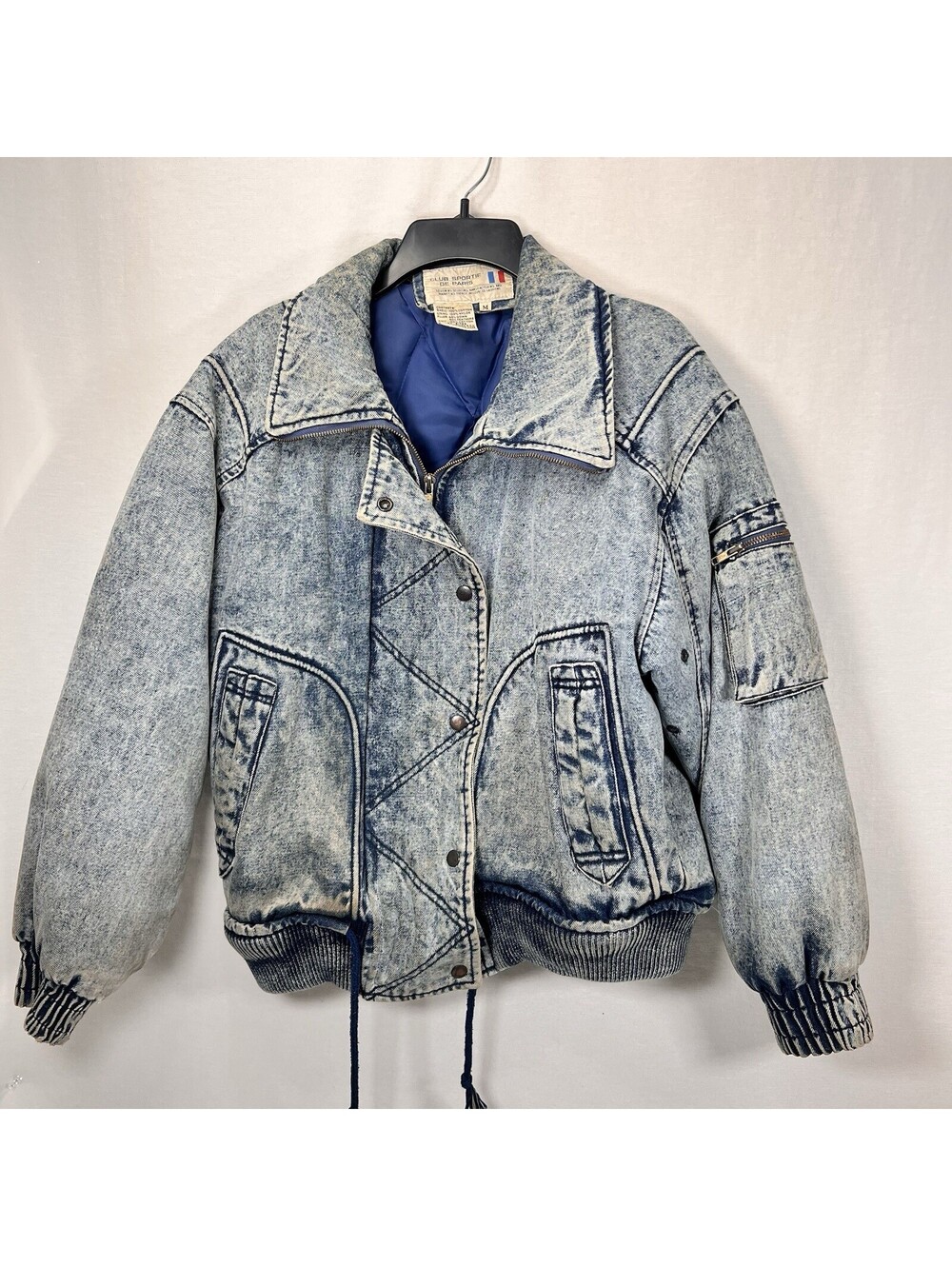 Club Sportif De Paris Men's Denim Bomber Style Jacket Size M  ~ Vintage 80’s